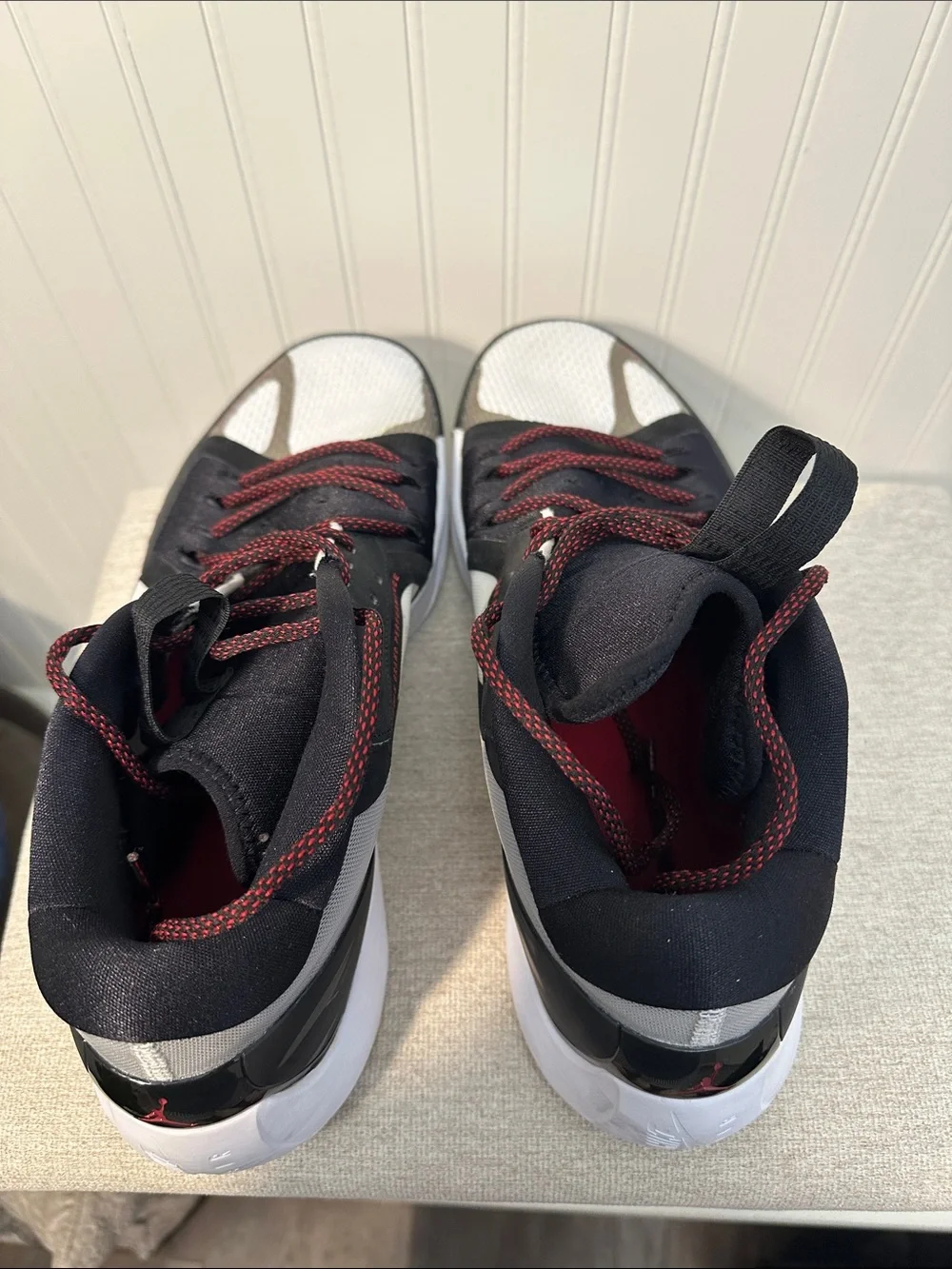 Nike Air Jordan Zoom Seperate Black and White Sneakers with Red Accents